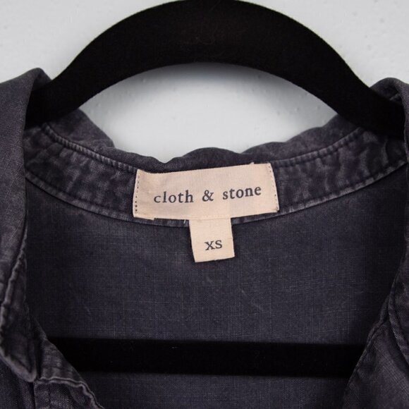Cloth & Stone charcoal distressed button down shirt-XS - Picture 3 of 4